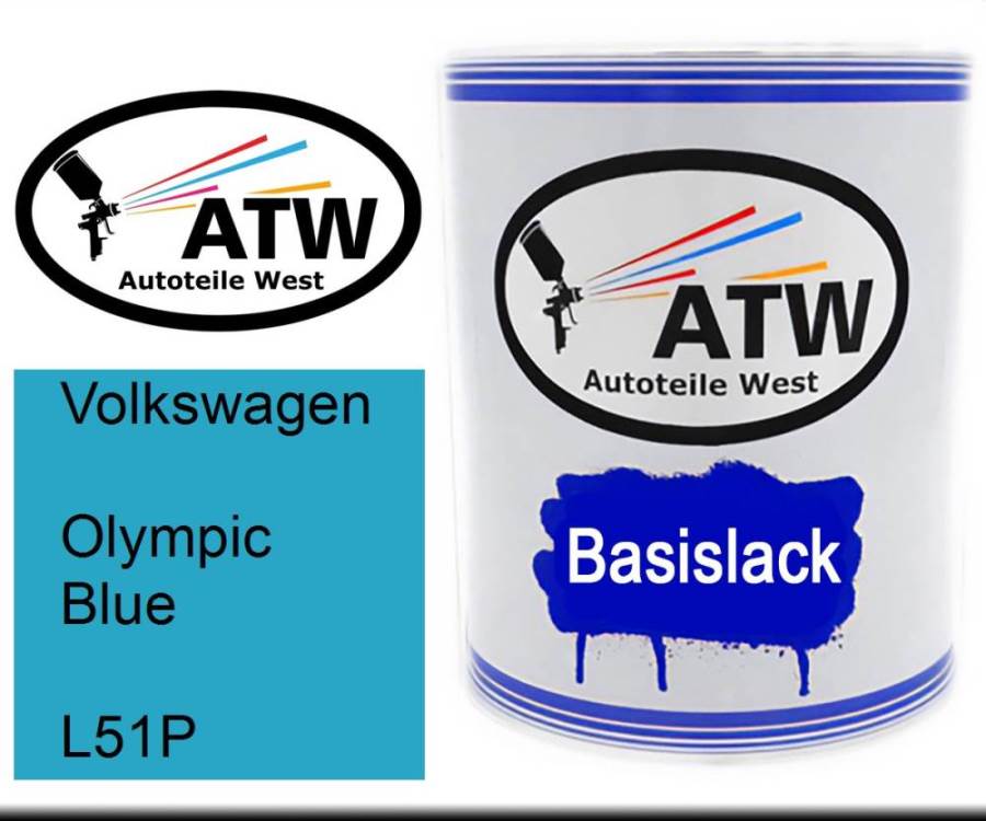 Volkswagen, Olympic Blue, L51P: 1L Lackdose, von ATW Autoteile West.